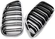 Chrome Frame Gloss Black Car Front Kidney Grille Dual Slat Grille Compatible With BMW F30 F35 E90 E91 E36 F10 F18 F06 F12 F22 F23 F15 F16(F22 F23 14-18)