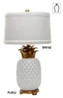 PINEAPPLE CERAMIC BEDSIDE /TABLE LAMP WITH SHADE (76CM HIGH)