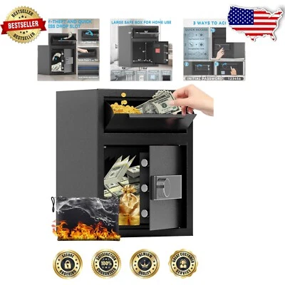 Electronic Combination Lock Safe with Drop Slot - Fireproof & Waterproof Design
