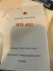 restaurant docket books RD403 triplicate carbonless brand new