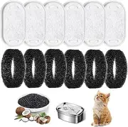 ASIRYVA 12Pcs Cat Water Fountain Filters, Cat Fountain Filters with 6Pcs Activated Carbon Filter and 6Pcs Foam Filter, Applies to 2L/3.2L Cat Filters for Water Fountain