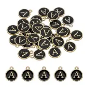 Letter Charm, 30 Pcs Capital Initial Alphabet A Letter Charm for Bracelet, Black