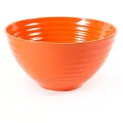 Pioneer Woman ~ 10" Stoneware Mixing Bowl ~ Solid Orange w/Ribbed Piping Design