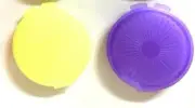 Tupperware Mini Clamshell Pill Keepers Round Pocket Containers Set Yellow Purple