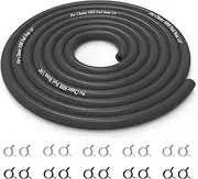 Pro Chaser 1/4 Inch ID NBR Fuel Line Hose - 10-Foot Durable Push-On Fuel Hose with Clamps for Small Engines, Snow Blowers, and Lawn Mowers