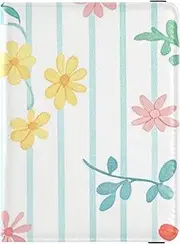 [Amooorous] Colorful Fresh Summer Flowers Leather decorative cute passport holder Vaccine Case Protector Cover Travel Passport Wallet Ultra Slim, Colorful fresh summer flowers, 1 size
