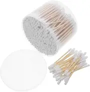JEWEDECO 500pcs Cotton Swabs for Ear Cleaning Makeup Removal Baby Care Sanitized Wooden Sticks Compact Travel Size