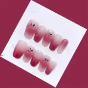 Coffin Handmade Nail Blush Gradient Peach Press on Nails for Nail Art 10pcs