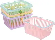 BCOATH 4pcs Adorable Small Plastic Storage Basket with Handle Multi Functional Desktop Organizer for Home Office Playroom and Nursery