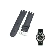21mm Black Leather Watch Strap For Swatch Irony Retrograde YRS413