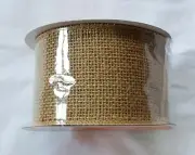 NWT Burlap Ribbon Roll 2.5" x 15' Natural Burlap color for Crafts & Decorations