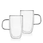 Godinger Double Walled Large Glass Coffee Mug, Set of 2