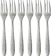 Nagao Hammertone Cake Forks, Set of 6, Stainless Steel, Made in Japan