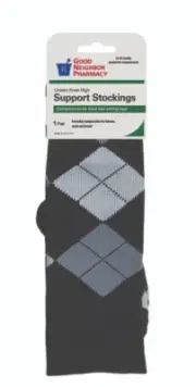 Good Neighbor Pharmacy Unisex Knee Sock 15-20mm Black Gray Argyle M