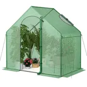Costway Walk-In Greenhouse Garden Shed Green House w/Metal Frame PE Cover Plant Flower Tent Green