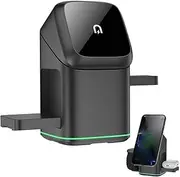 3-in-1 Wireless Charger, Subsistenceed Multi-Device Touch Pop-Up Charging Station, Auto Rotation Magnetic Charging Stand for Apple Watch, for iPhone Series, for Airpods (Black)