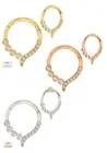14K Solid Gold 12 Zircon Hinged Segment Prong & Bezel Set 18g Hoop Piercing Ring