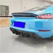 NZBZNNCVNM for Porsche 718 for B&oxster 2016-2023 Real Carbon Fiber Rear Trunk Lip Wing Spoiler Car Rear Bumper Diffuser Lip Spoiler(Real Carbon)