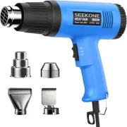 SEEKONE Heat Gun, 1800W Heavy Duty Hot Air Gun Kit Dual-temperature Blue