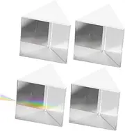 CHILDWEET 4 Pack Triangular Physics Prism Glass Prism for Teaching Light Refraction for Students Professionals
