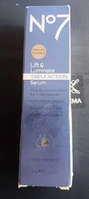 No7 Lift & Luminate Triple Action Serum 30ml (New In Box) Box Slightly Damaged