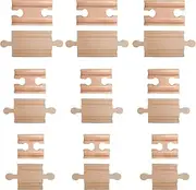 18 Piece Wooden Train Track Connectors & Adapters, 100% Real Wood Male-Male & Female-Female Pieces, Compatible with Thomas and Major Brands Wooden Toy Railroad Sets, (18-Piece)
