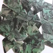 Sequin Long Diamond 1.75" Green Silver Bird Feathers Print Metallic