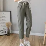 Drawstring-Waist Tapered Pants Black - XL