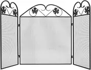 VRAXO 3-Panel Fireplace Screen Iron Black -2.6KG,242005