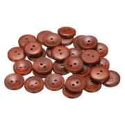 30pcs Wooden Sewing Button 20mm 2 Holes Round Craft Clothing Button Red Brown