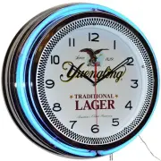 19" Yuengling Traditional Lager Double Neon Clock Man Cave Pub Bar Decor (Blue)
