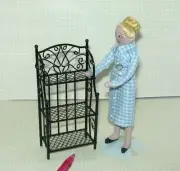 Miniature MEDIUM 3-Shelf BLACK Wire Display Shelf Unit: DOLLHOUSE 1:12 Scale
