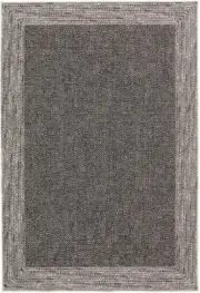 Raya Border Charcoal Outdoor Floor Rug - 2 Sizes