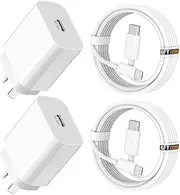 iPhone Fast Chargers, (2-Pack) 20W iPhone/iPad USB C Charger, iPhone Charger with Cable USB-C to Lightning 2m, Adapter with Lightning Cable Compatible with iPhone 14/13/12/11/X/9, iPad, Laptop