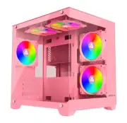 Prism-Pk Prism Micro-Atx Gaming PC Cube Case W/ 5X 120Mm ARGB Fans, 366 RGB Mode