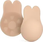 [ZPW] Adhesive Bra Push Up Bra, Invisible Strapless Bra, Reusable Invisible Bra Strapless Pads, Silicone Skin Friendly Self-Adhesive Bra for Backless Clothing, Beige