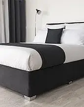 Belledorm 19" Extra Deep Base Wrap Valance Sheet - Transforms a drab looking bed base divan - Luxury Faux Suede (Black, Double)