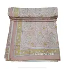 kantha Quilt Indian Hand Block Print Bedspread Blanket Cotton Coverlet Bedding