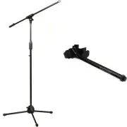 Rok-It Tripod Microphone Stand with Fixed Boom and Clamp-On Mini Boom