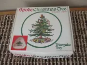 NIB Spode Christmas Tree Triangular Plate Trinket Candy Nuts Tidbit Tray Holiday