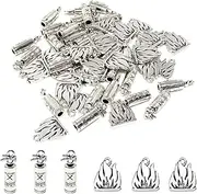 Honbay 60PCS Alloy Firefighter Charms Pendant Flame Charms Camping Fire Pendant Fire Extinguisher Charms for Earring Necklace Bracelet Keychain Crafts Making (2 Style)