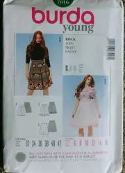 Burda 7016 Ladies Assorted Skirts. Sizes 6 to 16. UNCUT