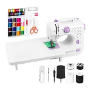 Mini Sewing Machine Electric Reverse Stitching Portable Mending Kit for Beginners 12 Stitch Patterns Extension Table