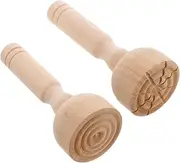 GLSTOY 2pcs Brickearth Mold Cookie Stamp Cookie Stencils Cookie Molds Clay Design Stampers Clay Craft Tools Playdough Stamps Pottery Design Tools Clay Stamp Light Brown Wood