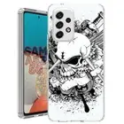 For Samsung Galaxy A23 5g A52 A53 TPU Case Cover+Glass(Silver Skull)