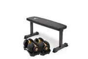 2x Powertrain 24kg Gold Adjustable Dumbbell Gym w/ 10437 Adidas Bench