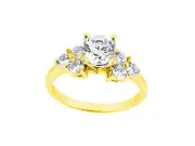 Genuine 1.10Ct Round Cut Diamond Engagement Ring Cluster Accents 10k Gold GH I1