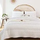 Quilt Bedding Set Boho for All Season, 3 PCS Bedspreads Queen Grey Geometry