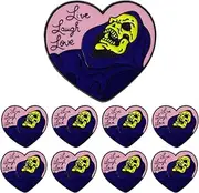 [MIDLE] 6/12/50/100Pcs live laugh love Lapel Pins Bulk - Metal Horror Skeleton Heart Cool Funny Brooch Badge Pin Gifts
