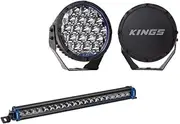 Kings 9" Lethal driving lights + 20" Single Row Light Bar